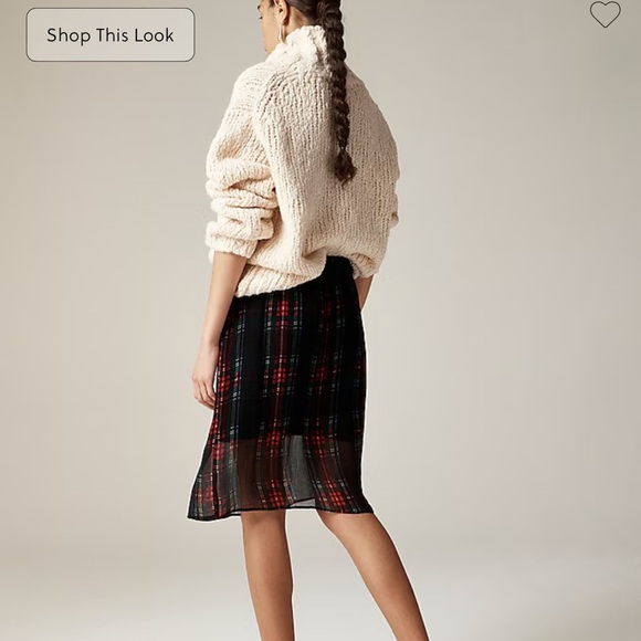 NWT J.Crew Gwen knee-length layered slip skirt in tartan crinkle chiffon (small) - Picture 3 of 4